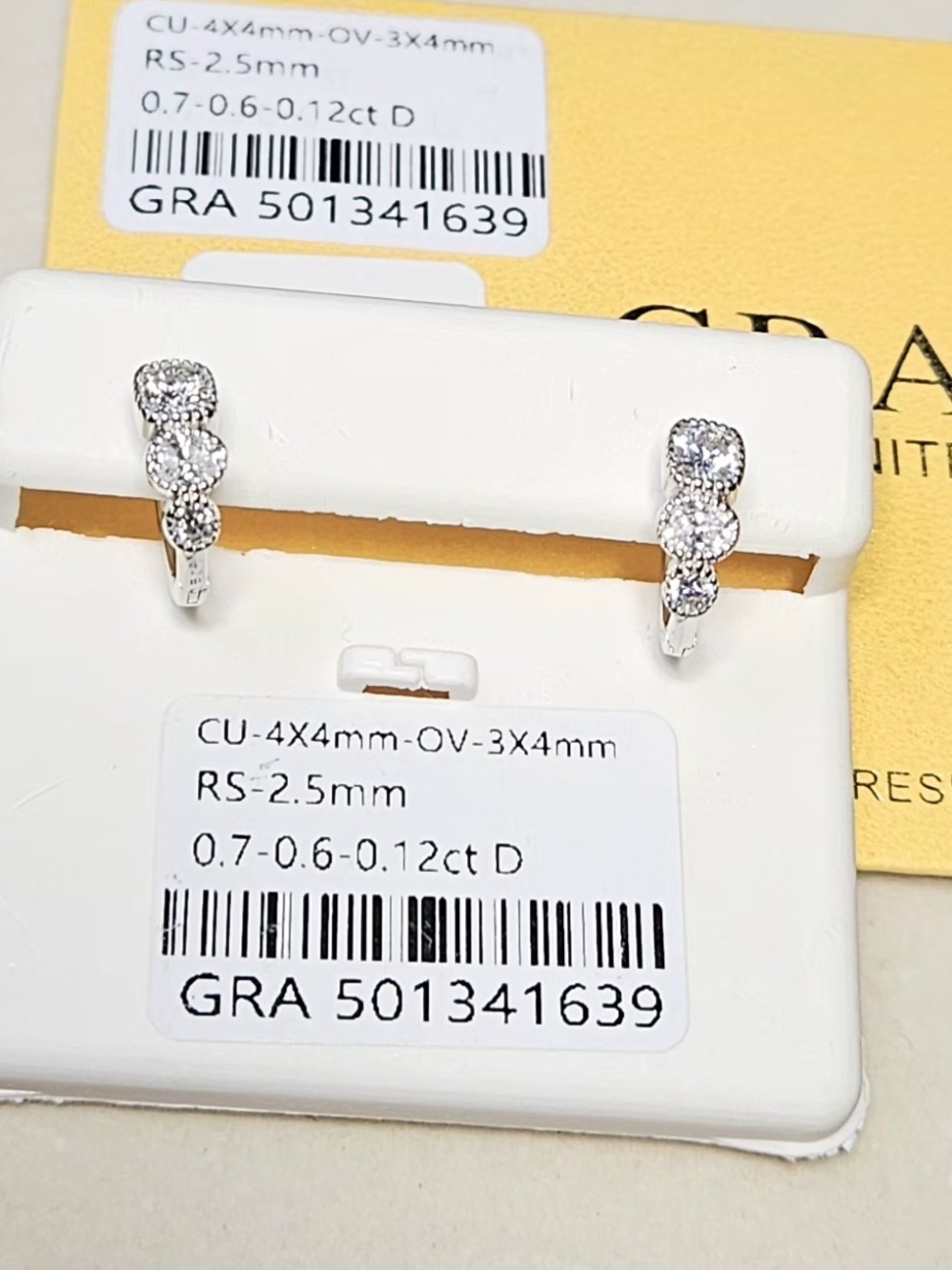 Certified Moissanite 3-Stone Halo Huggies .925 Sterling Silver NWT - Picture 11 of 14